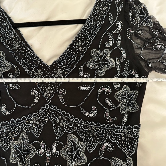 Vintage Pisarro Nights Charcoal Sequin Formal Dress with 3/4 Sleeves Size 4 - Picture 6 of 8